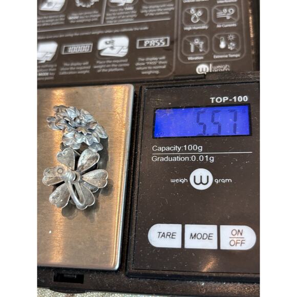Vtg MCM Sterling Silver Layered Flower Floral Screw Back Earrings 925 - Picture 5 of 5